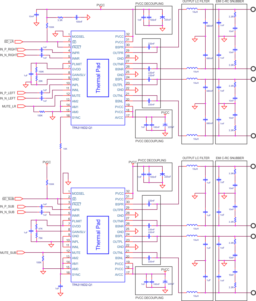 TPA3116D2-Q1 TPA3118D2-Q1 typical_application3_SLOS862.gif