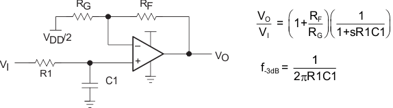 TLV27L2-Q1 single_pole_lpfilter_los378.gif