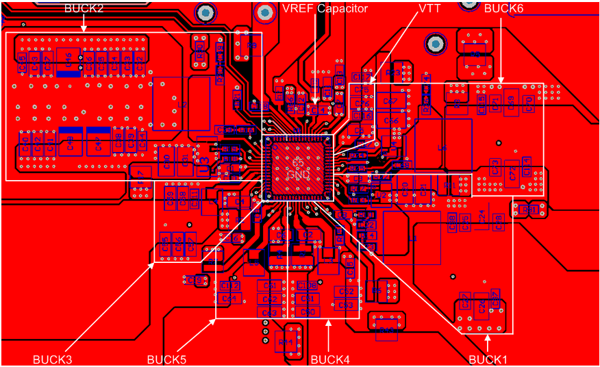 TPS65094 EVM Layout Example With All Components on the Top Layer