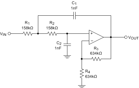 LMV551-Q1 Sallen_Key_App_wValues.gif