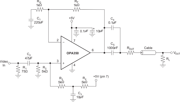 OPA350 OPA2350 OPA4350 single_supply_video_line_drvr.gif