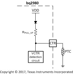 BQ2980 BQ2982 Connecting PTC to CTR Pin for Overtemperature Protection