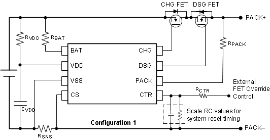 BQ2980 BQ2982 BQ298x Reference Schematic Configuration 1