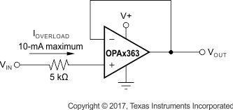 OPA363 OPA2363 OPA364 OPA2364 OPA4364 ai_input_current_protection_bos259.gif