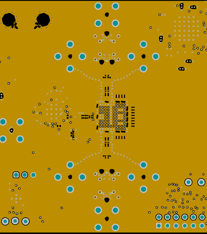 ADC12DJ5200RF GND1 Cutouts to Optimize Impedance of Component Pads