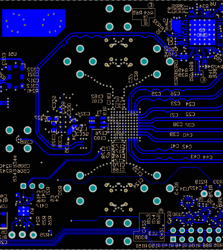 ADC12DJ5200RF Bottom Layer Routing: Additional CLK Routing, DA4-7, DB4-7