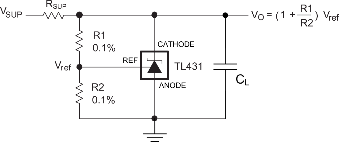 TLV431 TLV431A TLV431B Shunt Regulator
                    Schematic