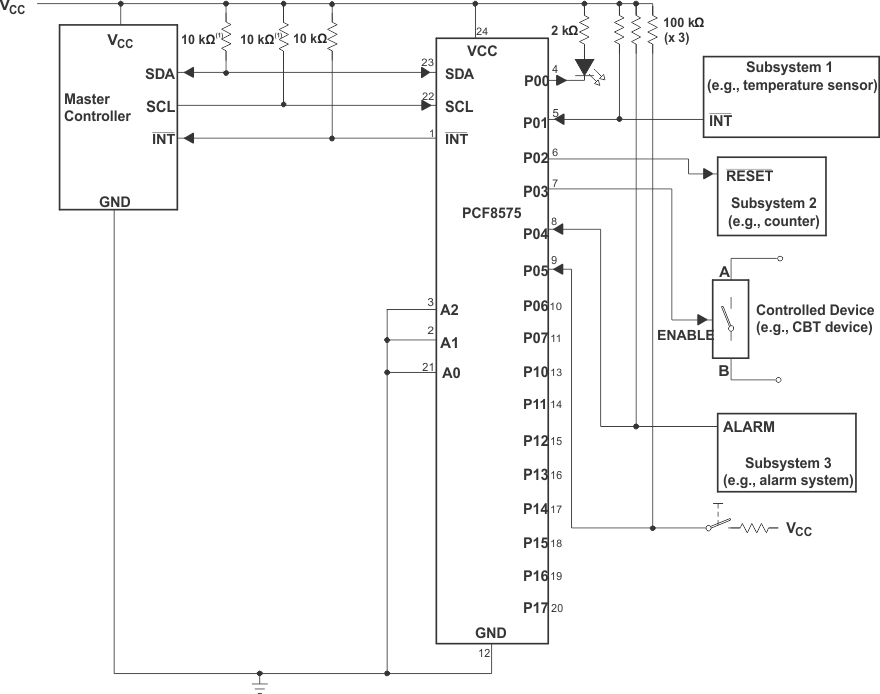 PCF8575 Application Schematic