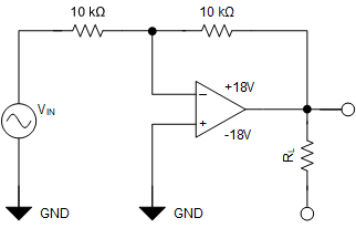 LM158 LM158A LM258 LM258A LM2904 LM2904B LM2904BA LM2904V LM358 LM358A LM358B LM358BA THD+N 和小信号阶跃响应的测试电路 (G = –1)