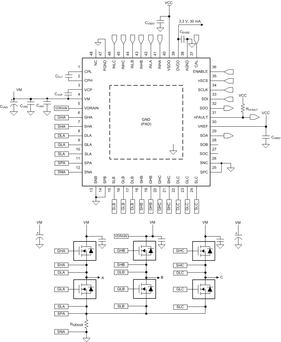 DRV8343-Q1 drv8323-q1-alternative-application-schematic.gif