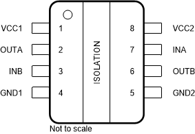 ISO7021 D
                        Package8-Pin SOIC
                    Top View