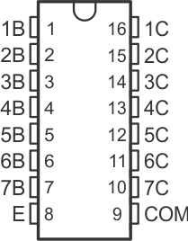 ULN2002A ULN2003A ULN2003AI ULQ2003A ULN2004A ULQ2004A D、N、NS 和 PW 封装16 引脚 SOIC、PDIP、SO 和 TSSOP顶视图