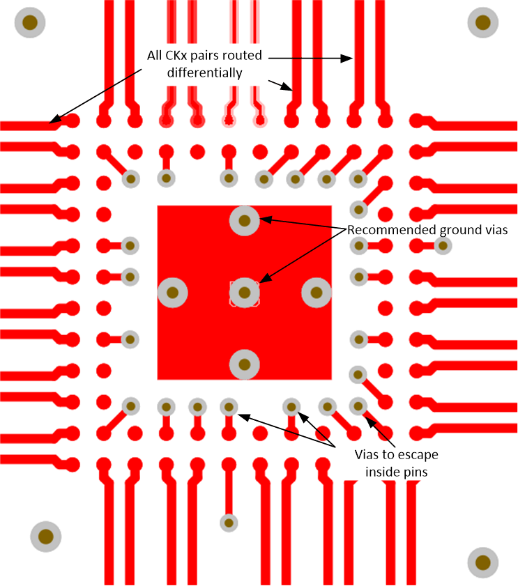 CDCDB2000 PCB Layout Example for CDCDB2000, Top Layer