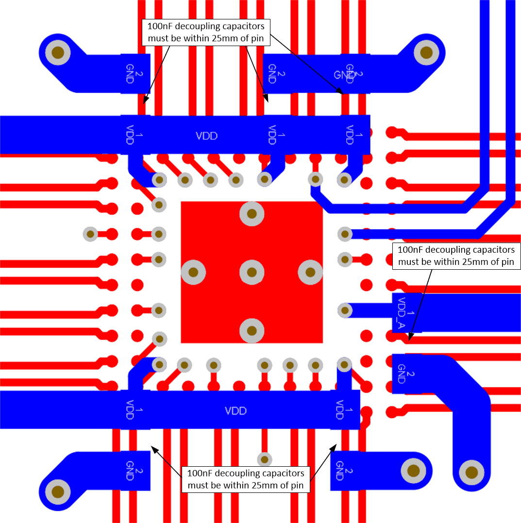 CDCDB2000 PCB Layout Example for CDCDB2000, Bottom Layer