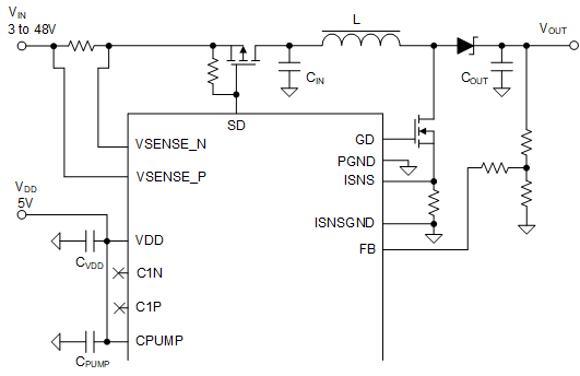 LP8866-Q1 Charge Pump Disabled
                    Circuit