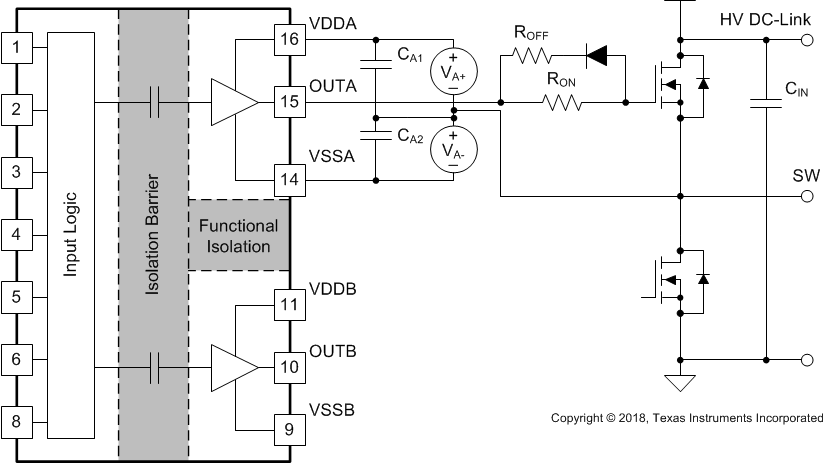 UCC21540-Q1 利用两个 LSO 偏置电源生成负偏置