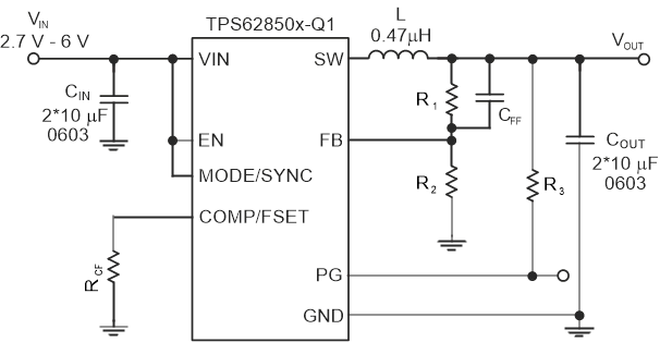 TPS628501-Q1 TPS628502-Q1 TPS628503-Q1 Typical Application