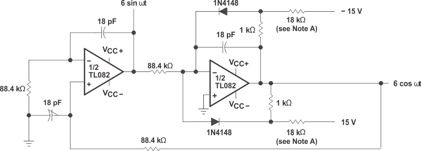 TL081 TL081A TL081B TL081H TL082 TL082A TL082B TL082H TL084 TL084A TL084B TL084H 100-kHz Quadrature Oscillator