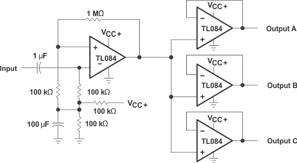 TL081 TL081A TL081B TL081H TL082 TL082A TL082B TL082H TL084 TL084A TL084B TL084H Audio-Distribution Amplifier