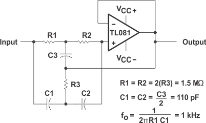 TL081 TL081A TL081B TL081H TL082 TL082A TL082B TL082H TL084 TL084A TL084B TL084H High-Q Notch Filter