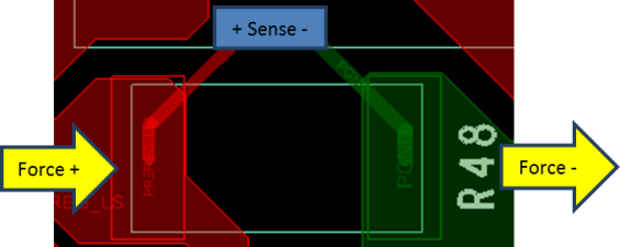 TPS99001-Q1 Kelvin Sensing Layout