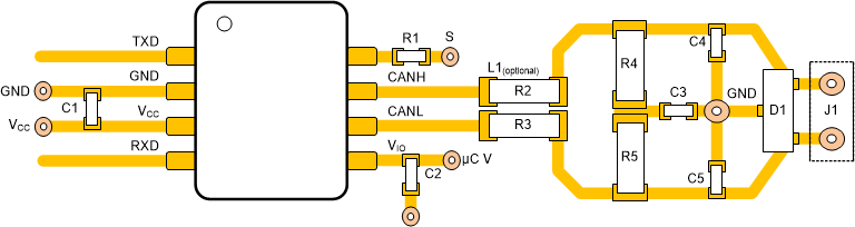 TCAN1057A-Q1 布局示例