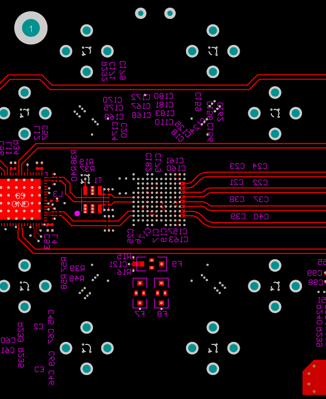 ADC09QJ800 ADC09DJ800 ADC09SJ800 Bottom Layer Routing: CLK±, SYSREF and D[7:4]± Routing