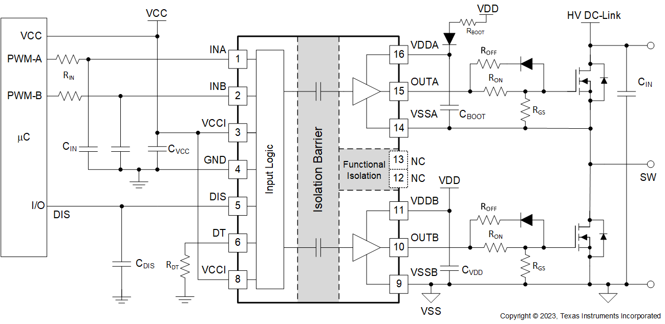 UCC21550-Q1 典型应用原理图