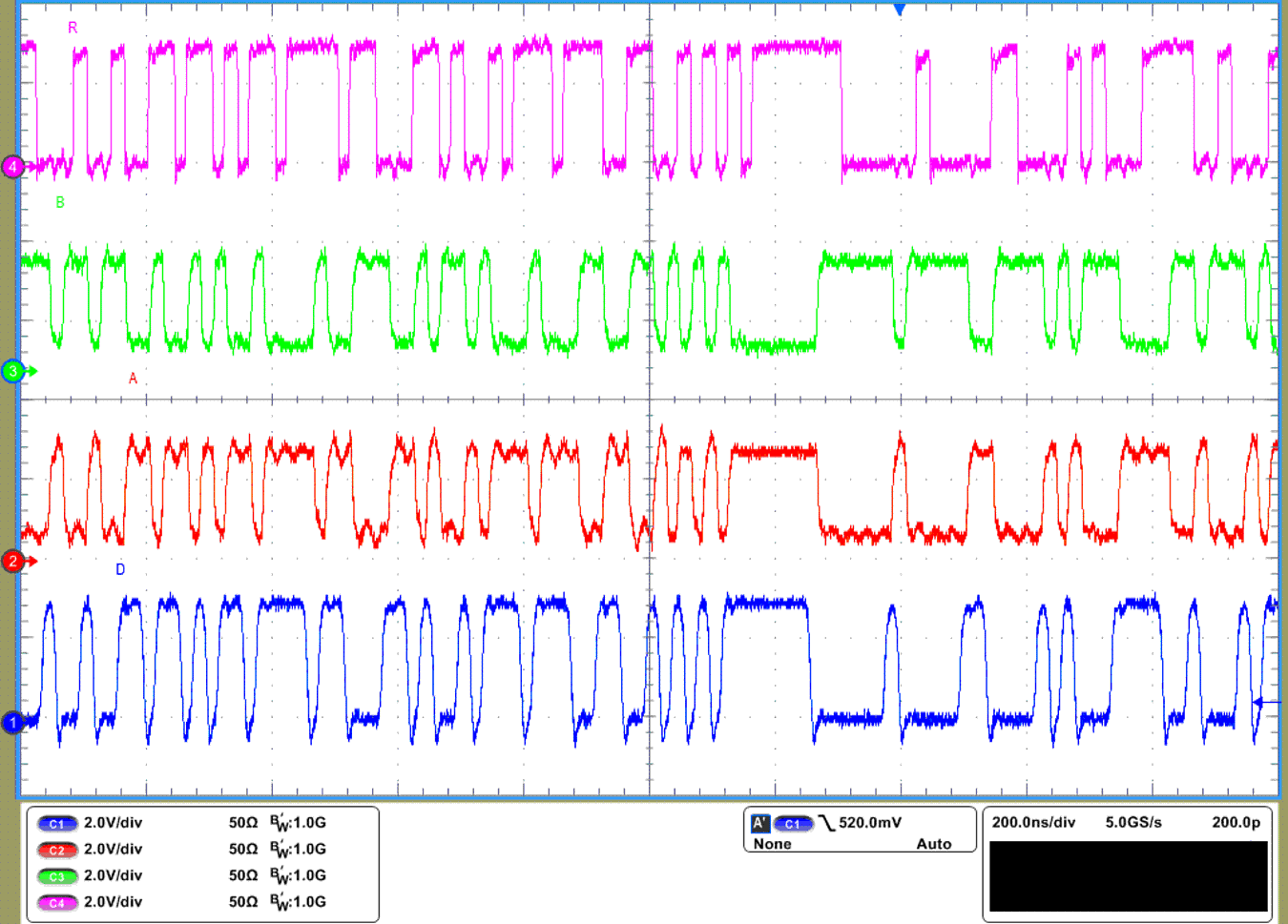 THVD2410V-EP THVD2450V-EP THVD2452V-EP VCC = 3.3V 时的 THVD2450V-EP 波形