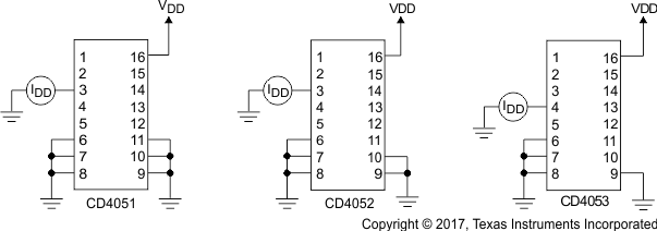 CD4051B CD4052B CD4053B On Channel Leakage Current –
                    Any Channel On