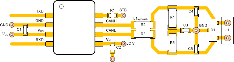 TCAN1462-Q1 布局示例