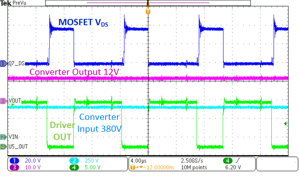 UCC27614-Q1 使用 UCC27614-Q1DSG 的转换器的输入和输出电压