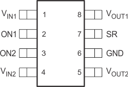 TPS22960 DCN Package, 8-pin SOT (Top
            View)