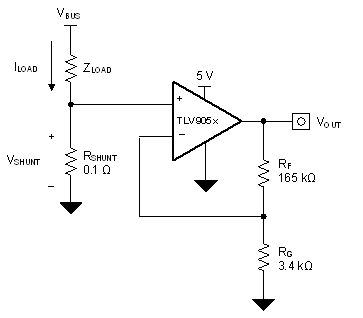 TLV9051-Q1 TLV9052-Q1 TLV905x-Q1 in a Low-Side, Current-Sensing Application