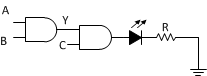 SN54LVC08A SN74LVC08A Three Input AND Gate Implementation and Driving LED