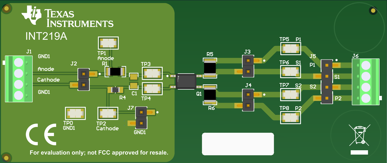 ISOM8610 采用 2 层电路板的 ISOM8610 布局示例