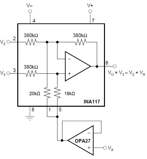 INA117 Summing VX in
                    Output