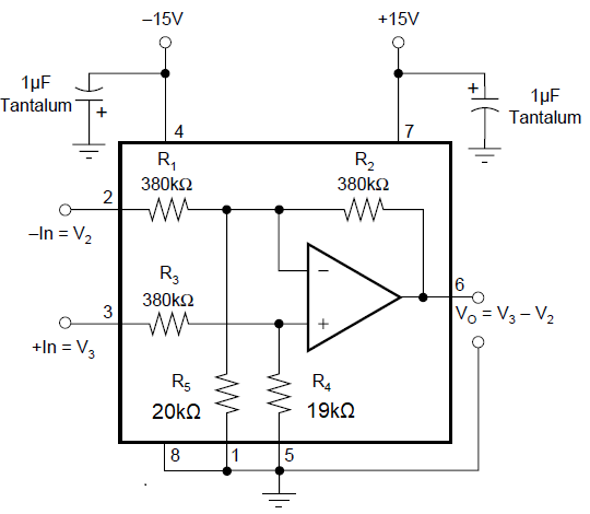 INA117 Basic Power and Signal
                    Connections