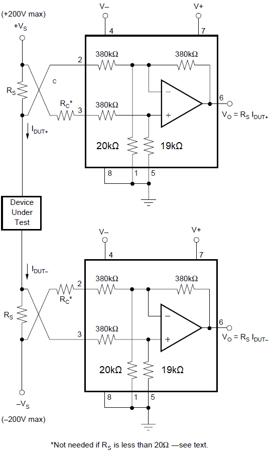 INA117 Measuring Supply Currents of
                    Device Under Test