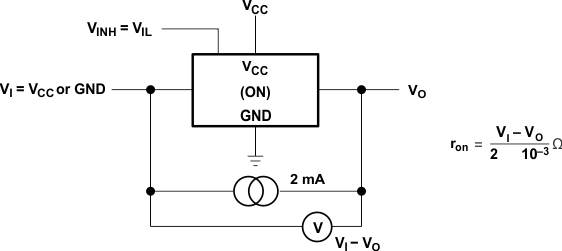 SN54LV4053A SN74LV4053A On-State Resistance Test Circuit