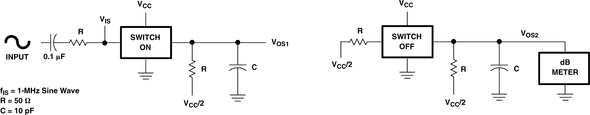 CD74HCT4066-Q1 Crosstalk between Two Switches Test Circuit