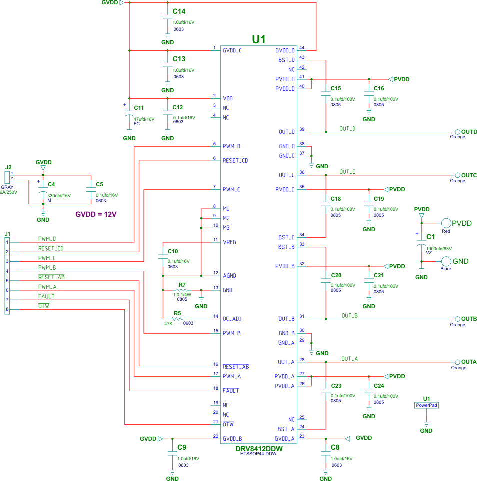 DRV8412 DRV8432 DRV8412
                    Schematic Example