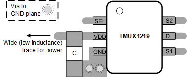 TMUX1219-Q1 TMUX1219-Q1 布局示例