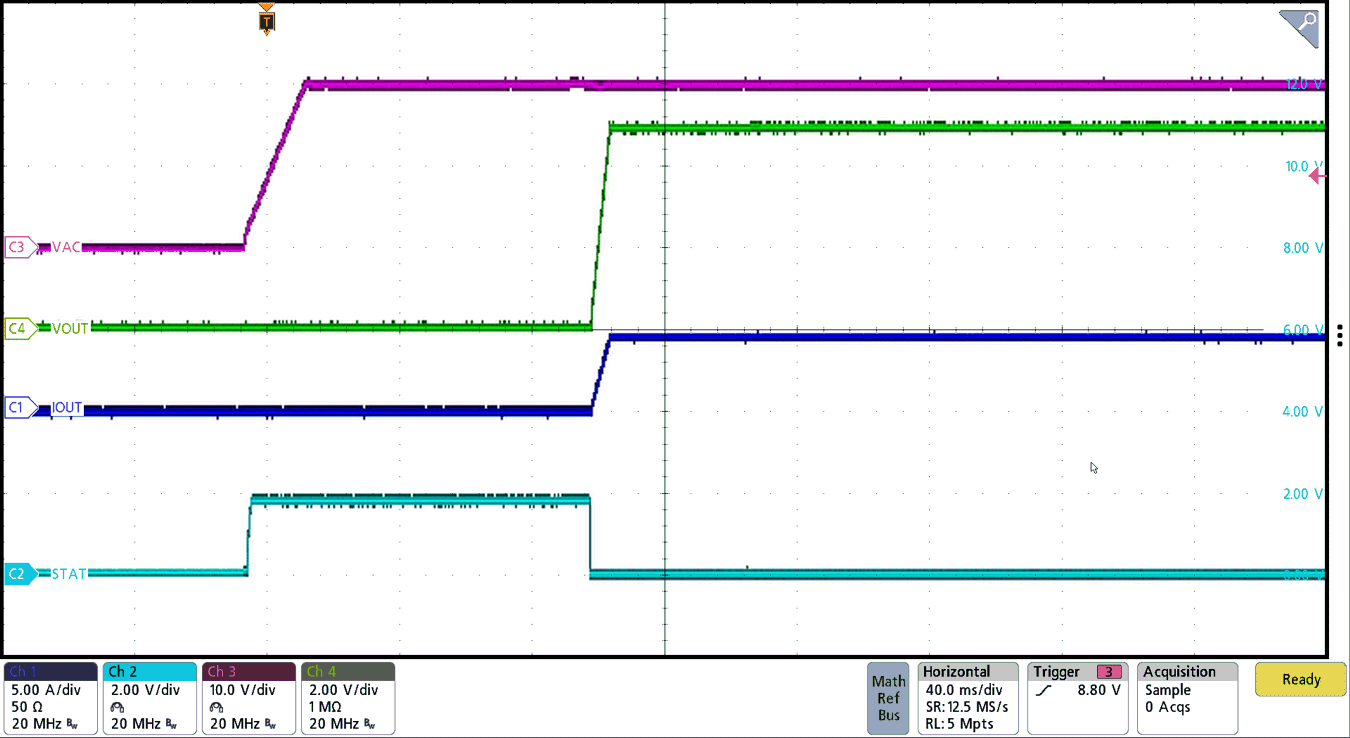 BQ25758S 5A 负载下的 VAC 插入上电