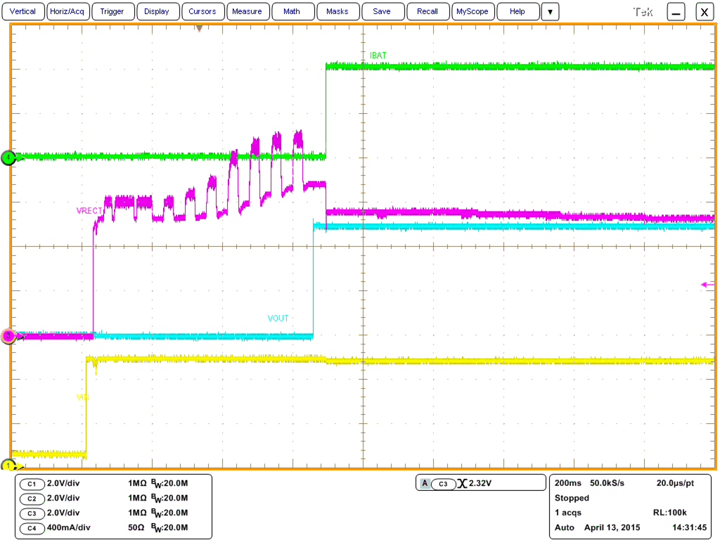 BQ51013C 系统启动 (200ms/div)