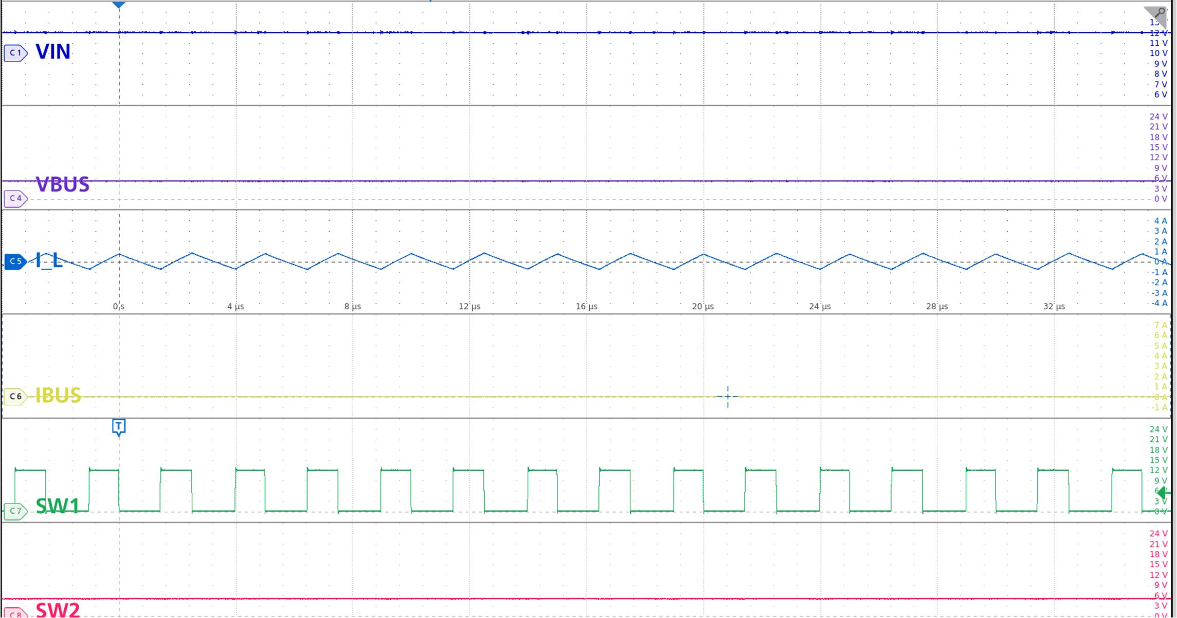 TPS25763-Q1 降压模式：标称 VIN，空载