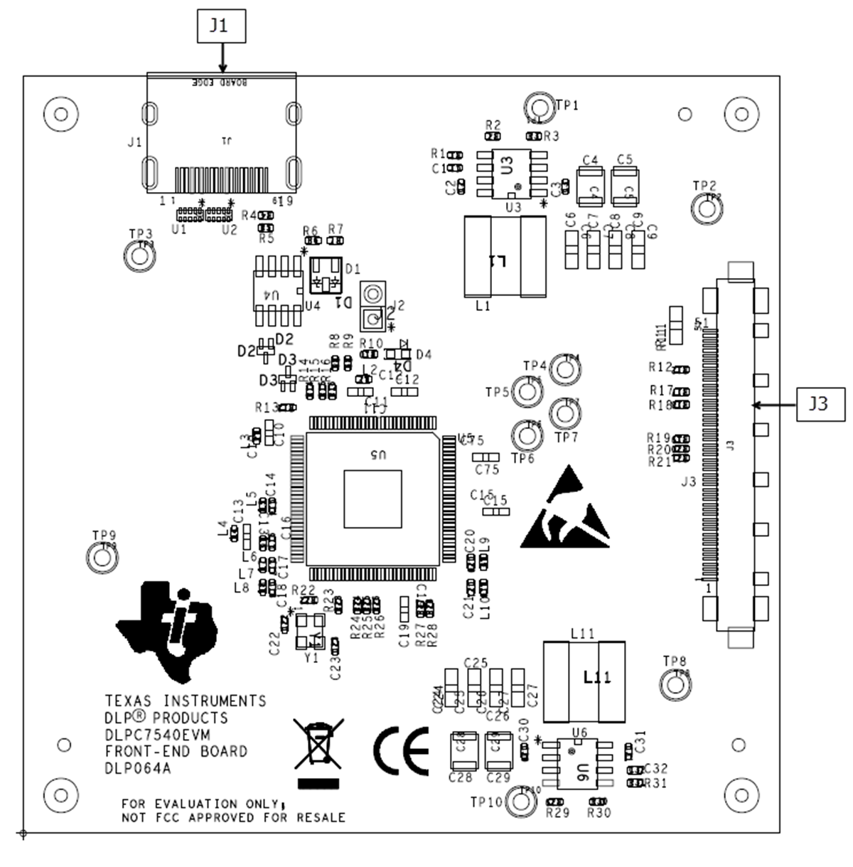 DLPC7540EVM DLPC7540EVM 前端电路板连接器