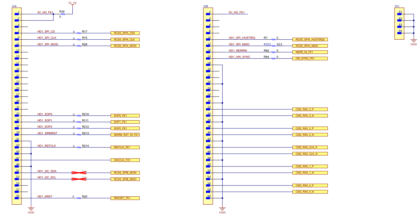 TMDS273EVM, TMDS273GPEVM, TPR12REVM 高密度 FE 连接器 1 原理图