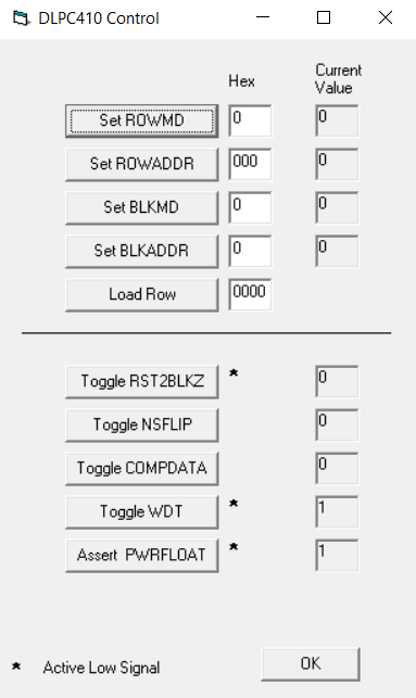 DLPLCRC410EVM, DLPLCR65NEVM, DLPLCR70EVM, DLPLCR70UVEVM, DLPLCR95EVM, DLPLCR95UVEVM DLPC410 控制窗口