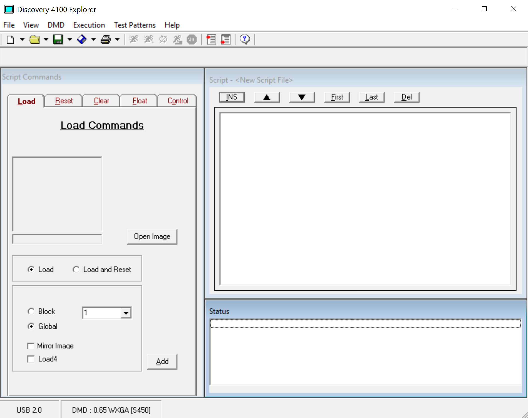 DLPLCRC410EVM, DLPLCR65NEVM, DLPLCR70EVM, DLPLCR70UVEVM, DLPLCR95EVM, DLPLCR95UVEVM Discovery 4100 Explorer GUI